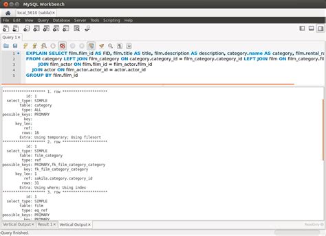 Mysql Mysql Workbench Vertical Query Output