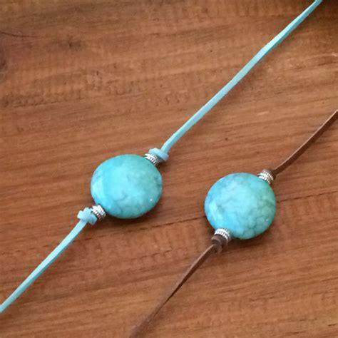 Turquoise Choker Necklace Leather Vegan Suede Choker Boho Gypsy Hippie