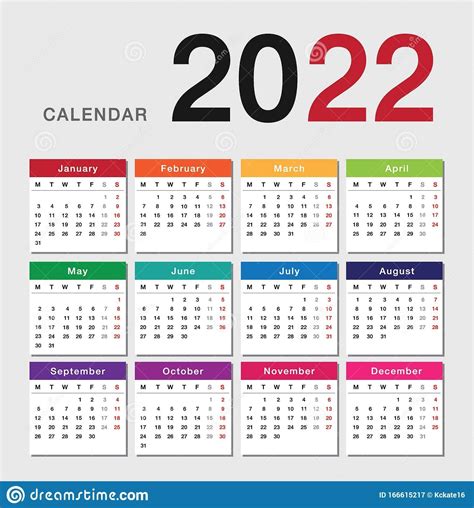 Colorful Year 2022 Calendar Stock Illustration 63800077 Pixta Photos