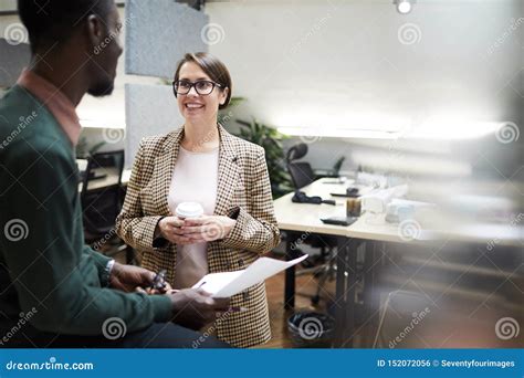 Smiling Business Manager Talking To Employee Stock Photo Image Of