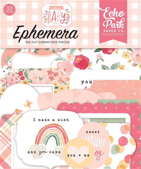 Echo Park Cardstock Ephemera 33pkg Icons Welcome Baby Girl 787790406624