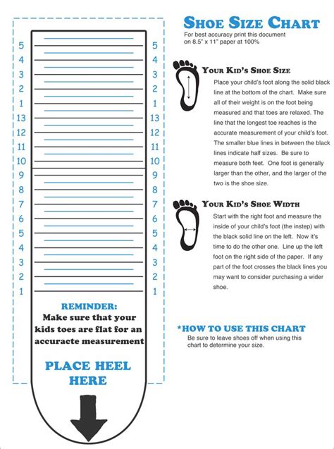 Kids Shoe Size Measurement Guide Shoe Size Chart Kids Toddler Shoe