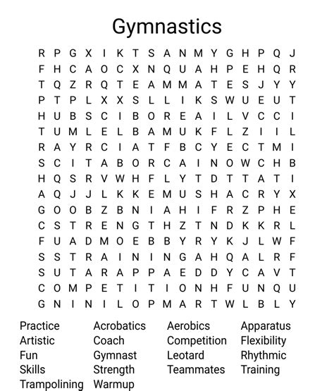 Gymnastics Word Search Wordmint
