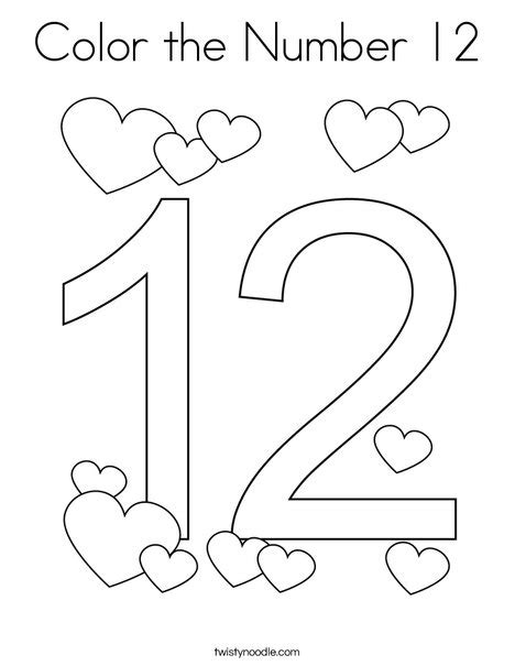Circle the number fifteen coloring page. Color the Number 12 Coloring Page - Twisty Noodle