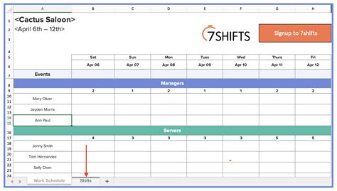 How To Make A Restaurant Work Schedule With Free Excel Template 7shifts