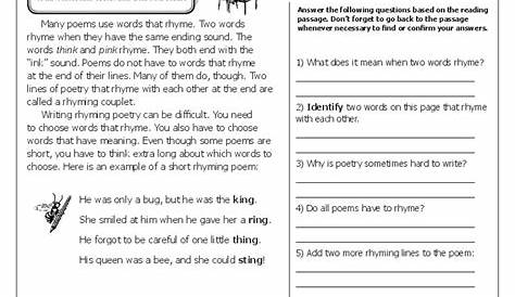 rhyme scheme worksheets with answers