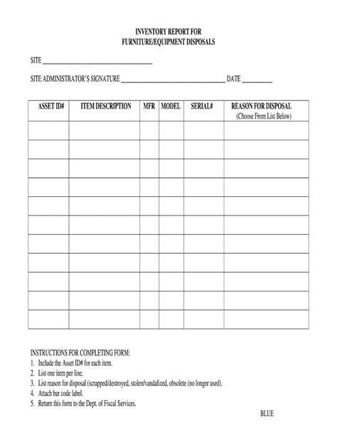 Printable Asset Disposal Form Printable Forms Free Online