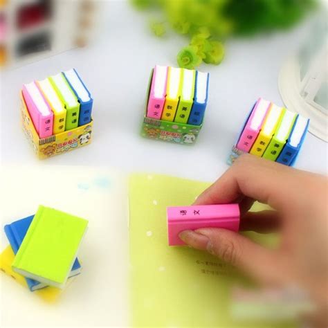 Min Order 5 Mixed Candy Color Book Shape Learn Chinese Eraser Animals