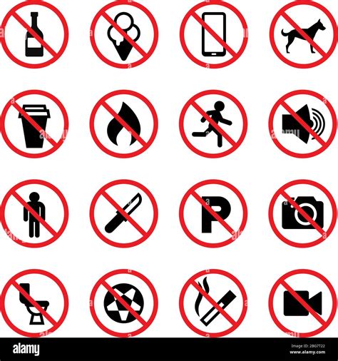 Prohibited Signs Forbidden Vector Icons Collection Of Ban And Stop