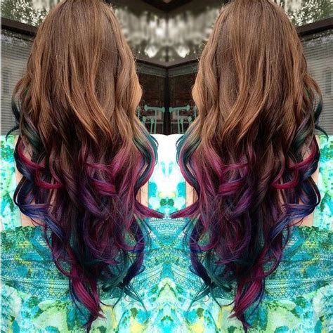 Brown To Purple Dip Dye Mermaid Ombre Indian Remy Clip In Hair