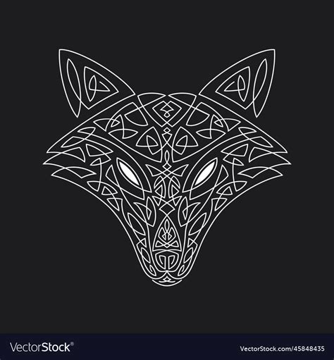 Fox Head Celtic Style T Shirt Typography Design Vector Image