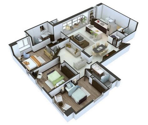 From small to large, browse through our wide selection of 3 bedroom floor plans to find your next home. 25 More 3 Bedroom 3D Floor Plans