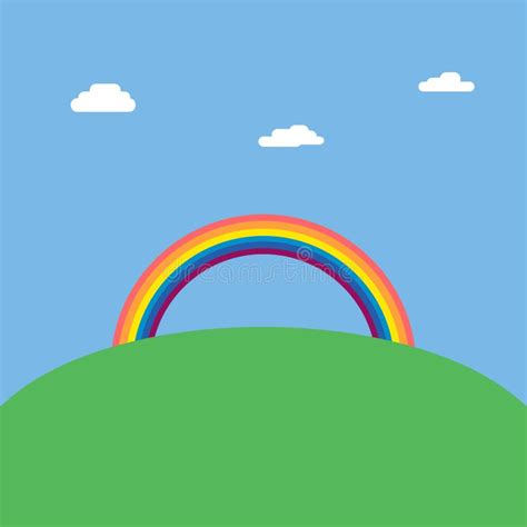 Fondo Del Paisaje Con El Arco Iris Sobre La Colina Verde Ilustración