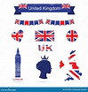 Simboli Del Regno Unito Icone BRITANNICHE Della Bandiera Messe ...
