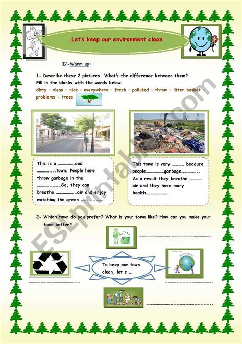 Let´s Keep Our Environment Clean Esl Worksheet By Nessrine78