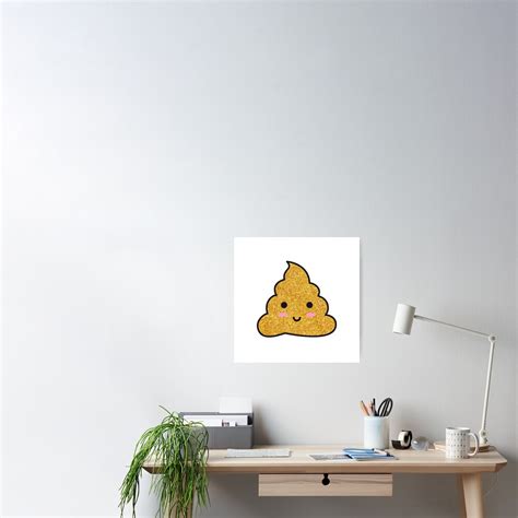Gold Glitter Poop Emoji Poster For Sale By Beakraus Redbubble