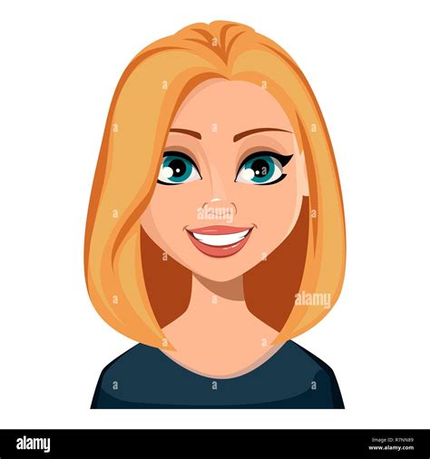 Face Expression Of Woman With Blond Hair Smiling Beautiful Cartoon Character Modern Business