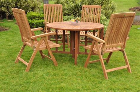 Tk classics oasis square patio dining table with 4 chairs in tangerine com. Teak Dining Set:4 Seater 5 Pc - 48" Round Table And 4 ...