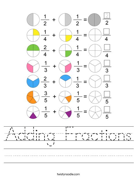 Adding Simple Fractions Worksheet