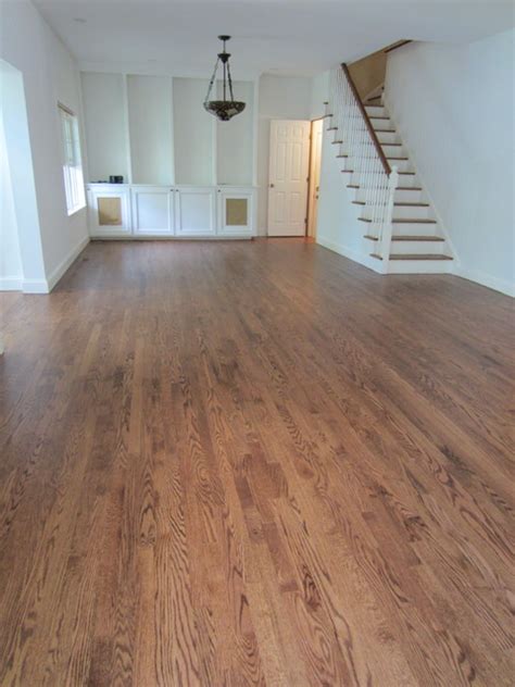 American walnut stain on red oak. Westhampton - Red Oak stained Early American and Bona Traffic HD poly - Traditional - Living ...