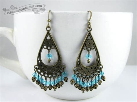 Turquoise Chandelier Earrings Crystal Earrings Birthstone Etsy