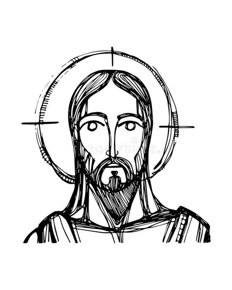 Jesus Christ Face Ink Illustration Stock Vector Illustration Of