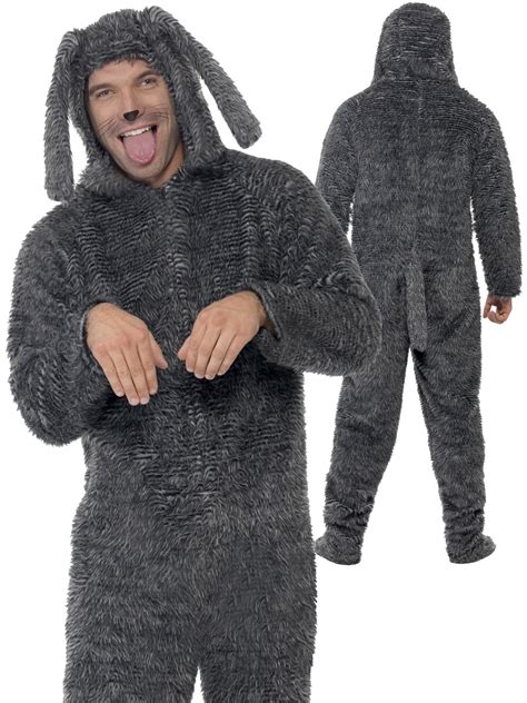 Adults Fluffy Dog Costume Animal Fancy Dress Hub
