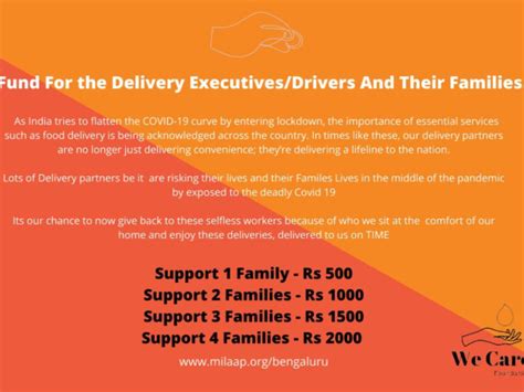 A Fund For The Delivery Partners And Their Families