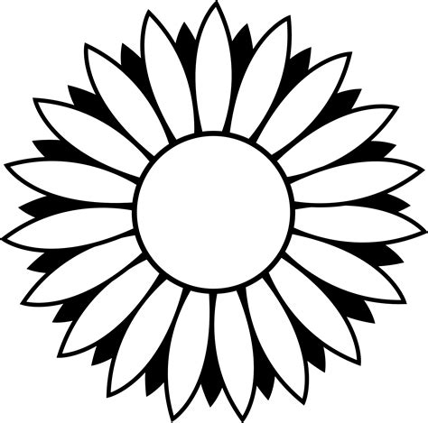 Black And White Colorable Sunflower Free Clip Art