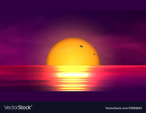 Colorful Sunset Over Ocean Royalty Free Vector Image
