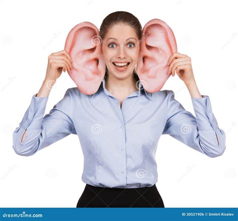 Young Woman With Big Funny Ears Stock Photo Image Of Listen