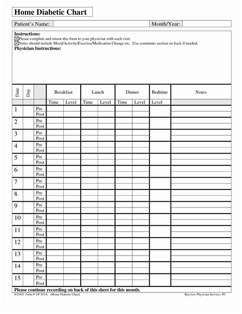 Diabetes Tracking Chart Printable Unique Insulin Log Template Home