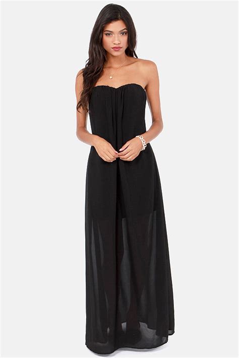 Sexy Strapless Dress Black Dress Maxi Dress 7300 Lulus
