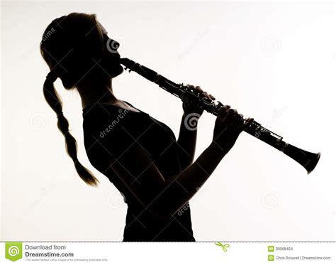 Female Musician Silhouette Woodwind Clarinet Stock Images