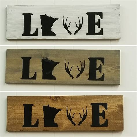 Love State Antler Sign Rustic Country Home Sign Usa