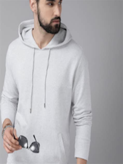 Buy Roadster Men Grey Melange Solid Hooded Sweatshirt Sweatshirts For