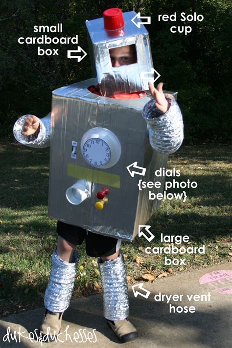 .toy speakers and robotic costumes, these diy robot activities will definitely satisfy any geeky individual looking to add some humorous robotic features to their collection. An Upcycled Robot Costume - Dukes and Duchesses