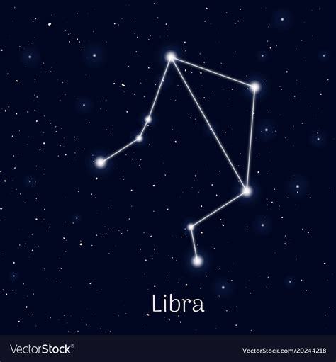 Sign Zodiac Libra Night Sky Background Realistic Vector Image