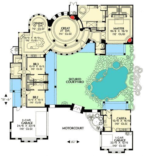 Courtyard Plan With Guest Casita 16312md Mediterranean Southwest