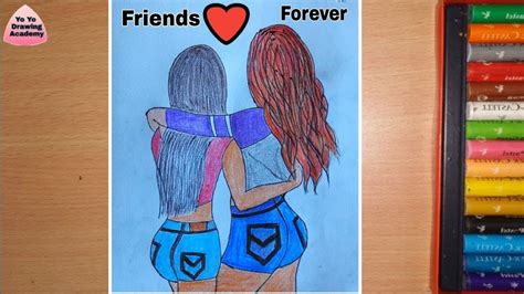 How To Draw Two Friends Hugging Each Other Best Friends Pencil Sketch Tutorial Youtube