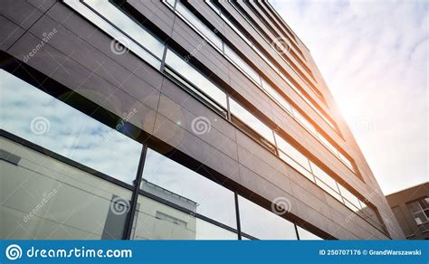 Glass And Aluminum Facade Of A Modern Office Building View Of