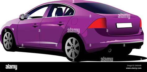 Purple Colored Car Sedan On The Road Vector Illustration Stock Vector