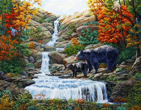 Imágenes Arte Pinturas Paisajes Con Cascadas Y Animales