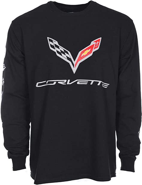 Jh Design Group Mens Chevy Corvette C7 Long Sleeve Black T Shirt Front