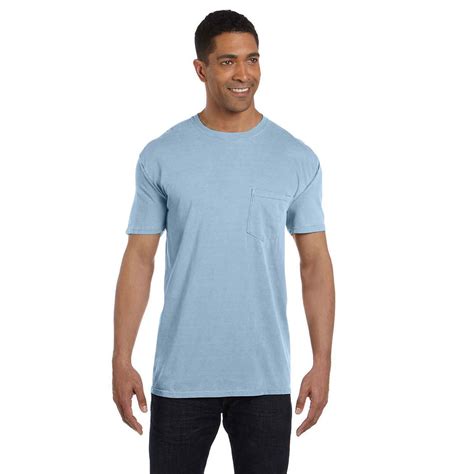 Comfort Colors Mens Ice Blue 61 Oz Pocket T Shirt