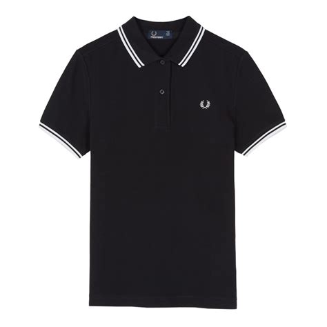 Fred Perry Womens Twin Tipped Polo Shirt Black And White At Dandy Fellow
