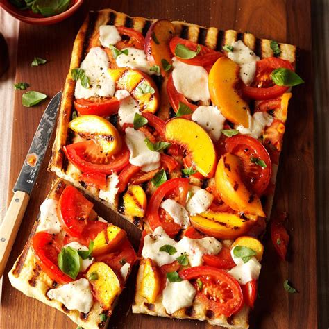 Grilled Tomato Peach Pizza Recipe How To Make It Taste Of Home