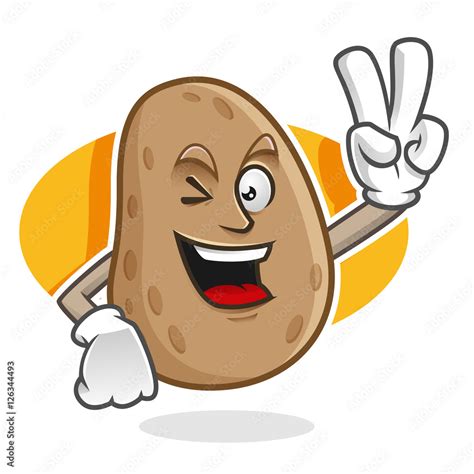 Peace Potato Mascot Potato Character Potato Cartoon Stock Vector