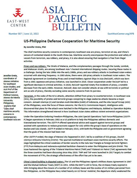 US Philippine Defense Cooperation For Maritime Security East West Center Eastwestcenter Org