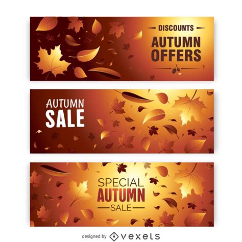 Autumn Sale Banner Set With Leaves Vector Download